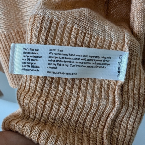 Eileen Fisher linen open cardigan orange sz L P - Picture 4 of 6